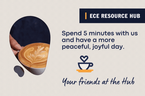 Image of a cup of coffee and text advertising professional development